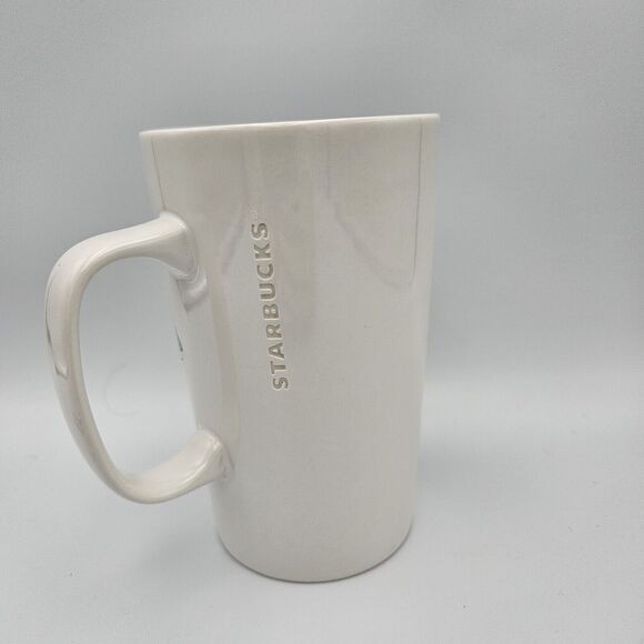 Starbucks 2014 Gold Dot Collection Mug Cup Watercolor Green 16oz Abstract Modern - Picture 2 of 3